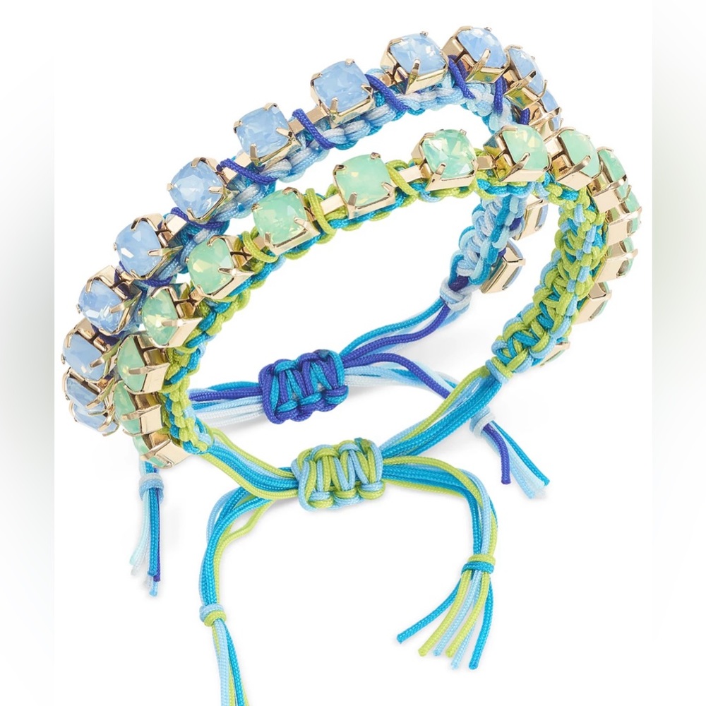 NWT On 34th Gold-Tone 2-Pc. Set Color Crystal Cord Slider Friendship Bracelets